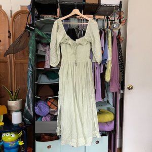 Free People Oasis Midi Dress – "Tender Fern" Pastel Light Green